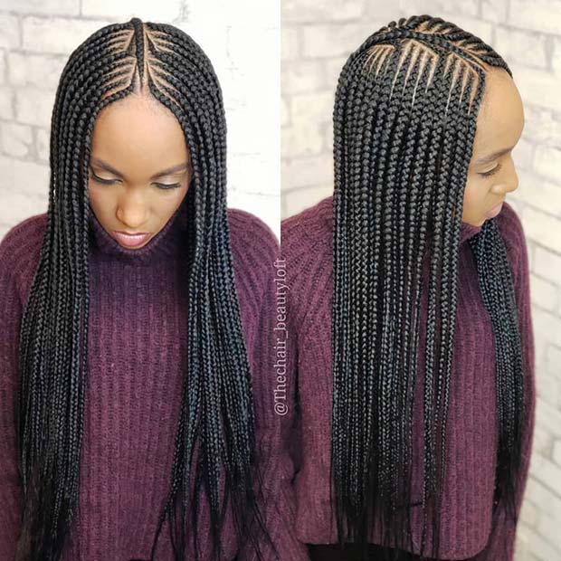 Beautiful and Long Feed in Braids