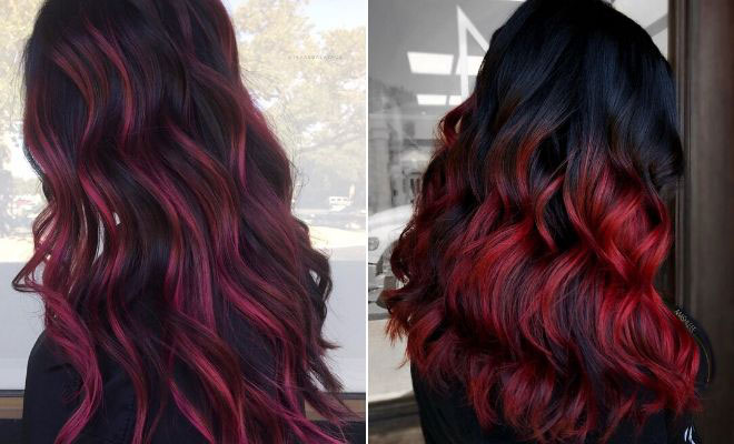 23 Ways to Rock Black Hair with Red Highlights - StayGlam