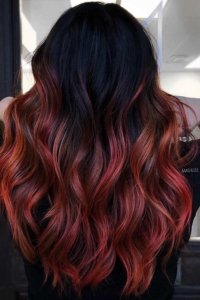 23 Ways to Rock Black Hair with Red Highlights - StayGlam - StayGlam