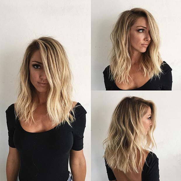 Bright Blonde Hair with Brown Root Color