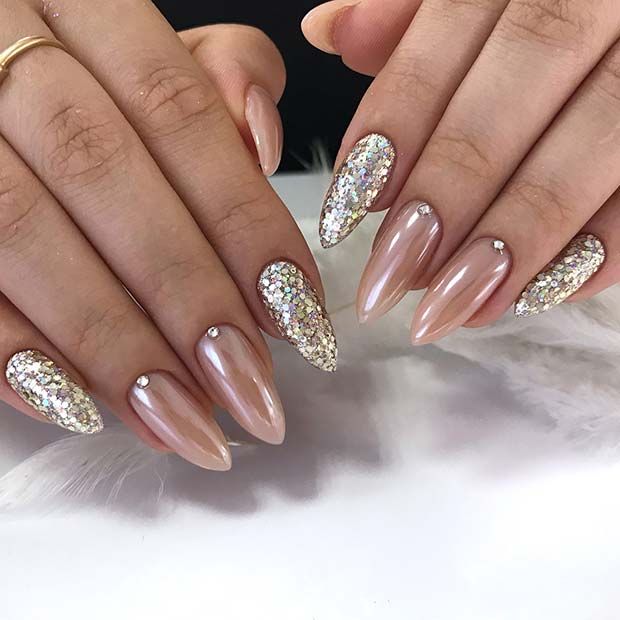 Chic and Light Nails with Sparkle