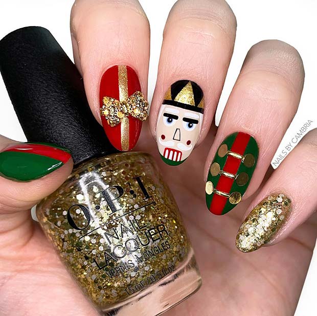 Christmassy Nutcracker Nail Art