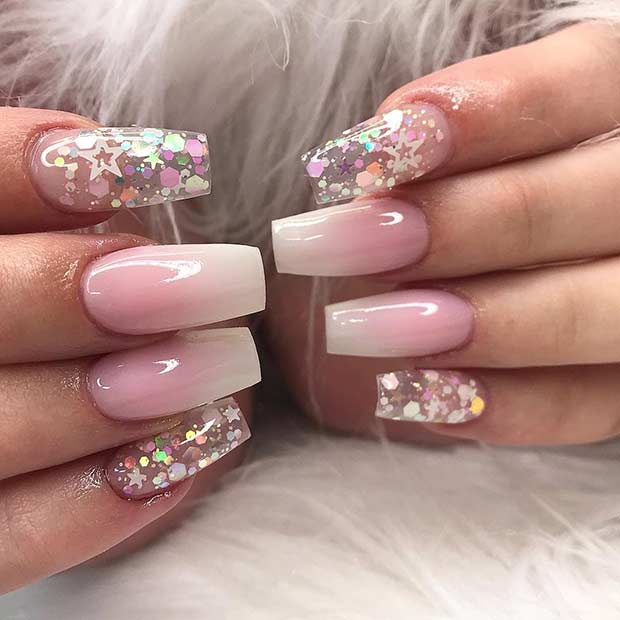 French Ombre and Clear Nail Design