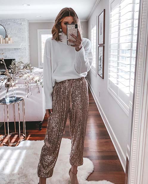 Sequin Trousers and Sweater
