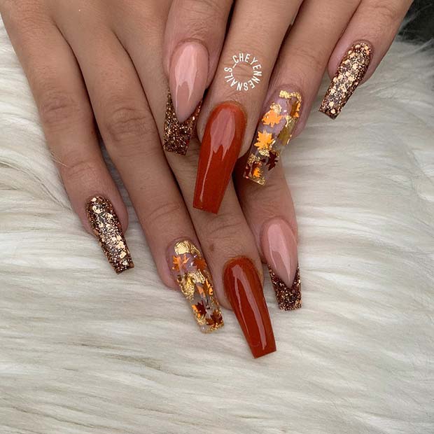 Glam Fall Coffin Nails