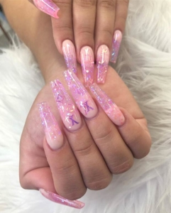 translucent pink clear pink acrylic nails