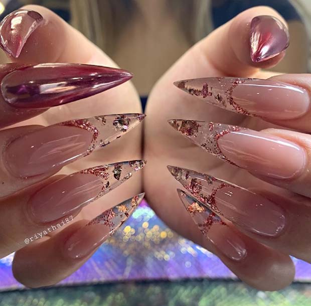 Clear Stiletto Nail Design 