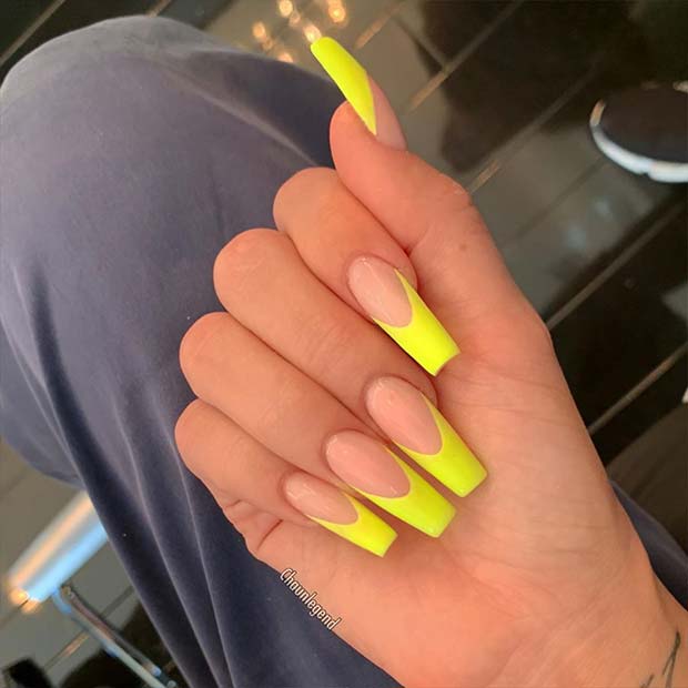 Long Neon Yellow Acrylic Nails