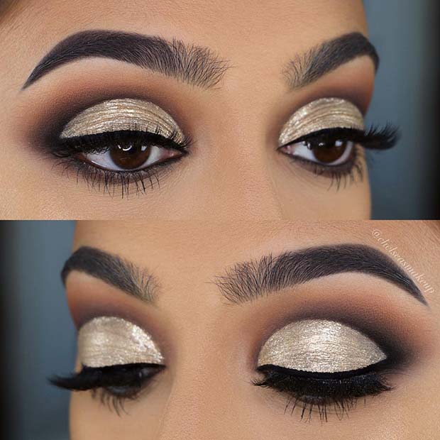 Stunning Smokey and Gold Eye Makeup