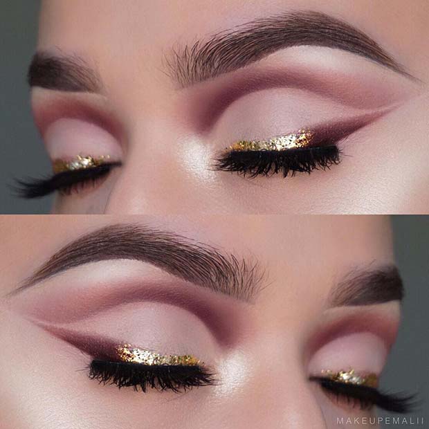 Trendy Eyeliner Flick with Gold Glitter