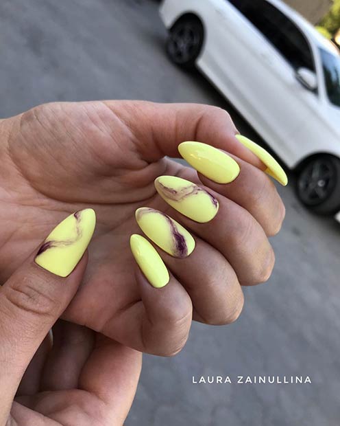 Yellow Marble Nails