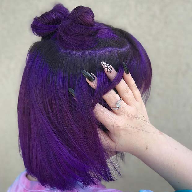 black dark purple hair