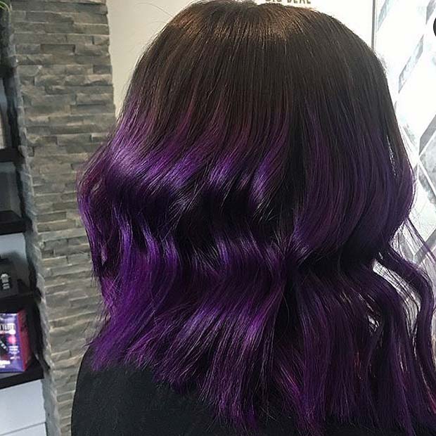 black to dark purple ombre