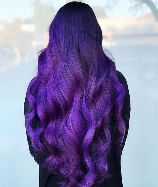 Bold and Long Purple Hair