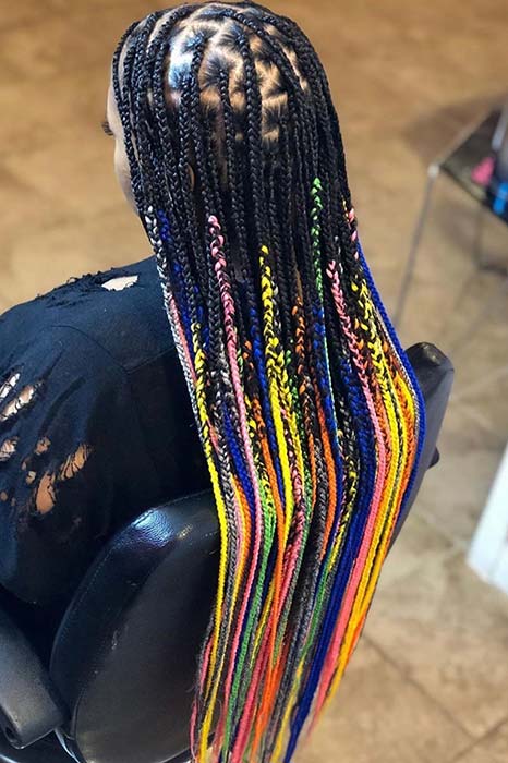 Bold and Colorful Ombre Braids