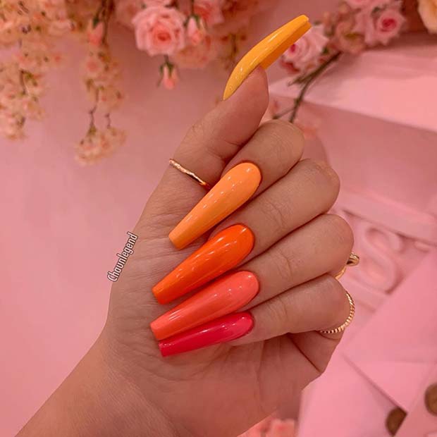 Colorful Long Coffin Nails 