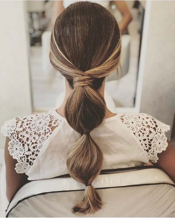 Braid Wrapped Bubble Ponytail