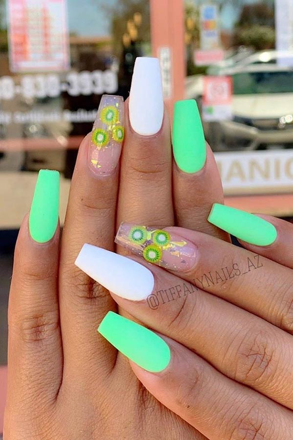 Lime green online nails