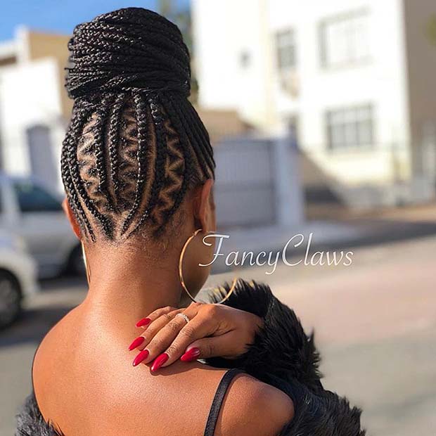 Braided Bun with Zig Zag Parts