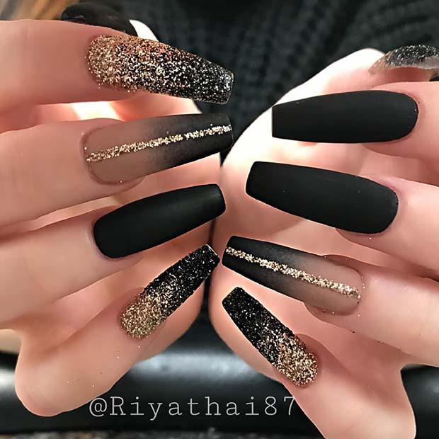 Black and Gold Nail Design