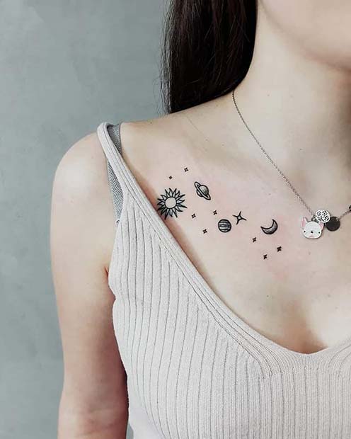 Lunar phase tattoos on the left collarbone. Tattoo... - Official Tumblr  page for Tattoofilter for Men and Women