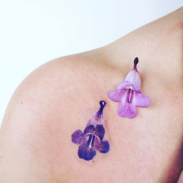 Small Purple Flower Tattoo
