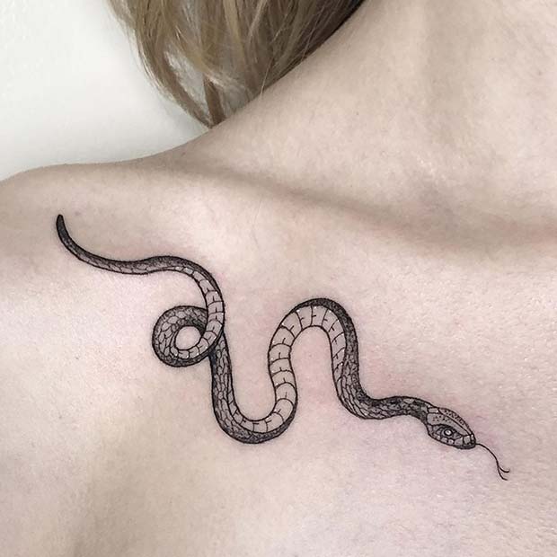 Collar Bone Snake Tattoo