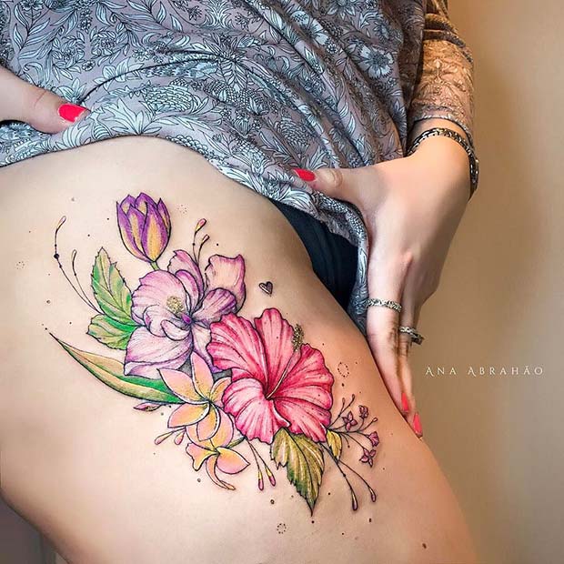 Watercolor Flowers Tattoo 