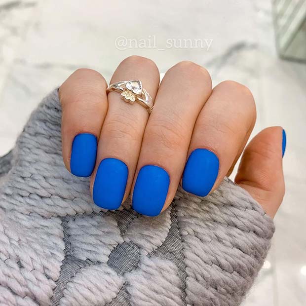 Bold Short Matte Blue Nails