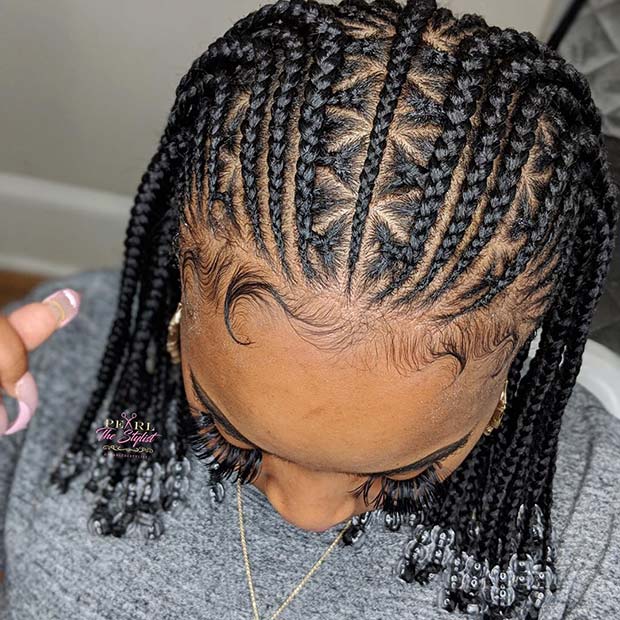 Braided Bob with Triangle Parts and Beads