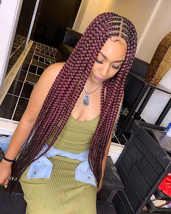 Burgundy 2 Layer Braids