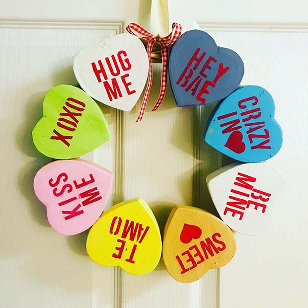 Candy Heart Inspired Wreath