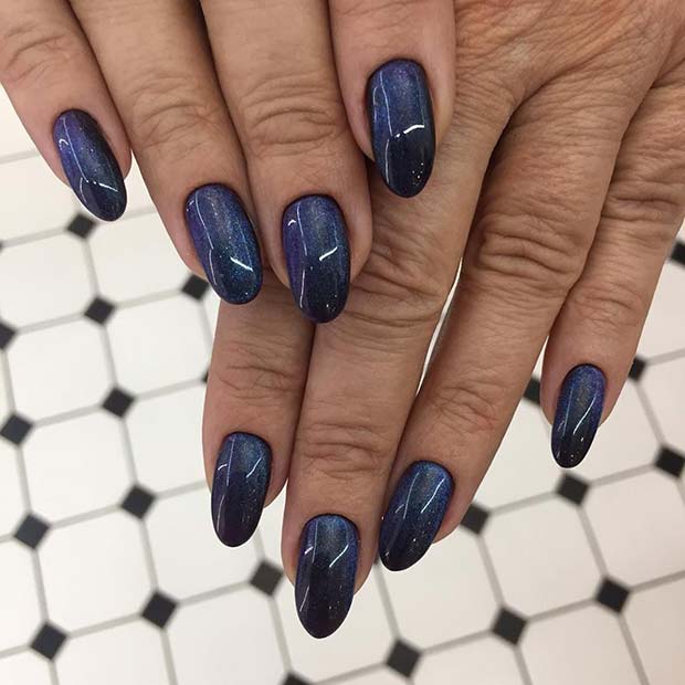 Dark Blue and Black Ombre Nails