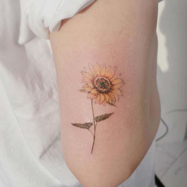 Delicate Sunflower Tattoo Design 