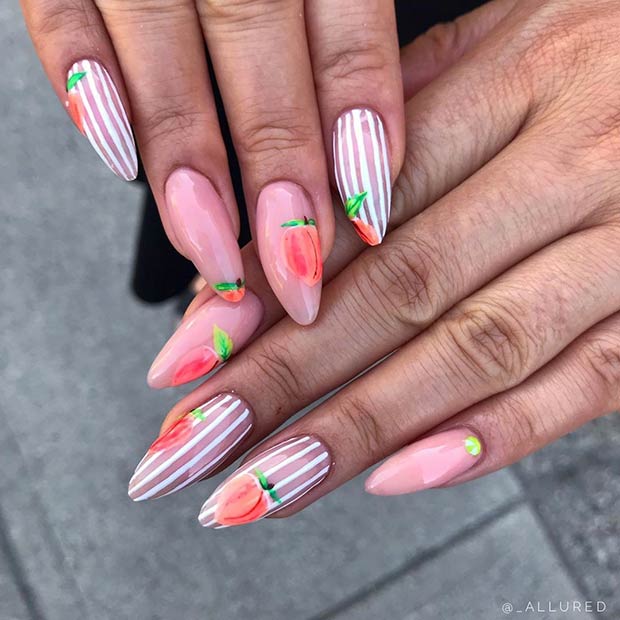 Fun Peach Nail Design Idea