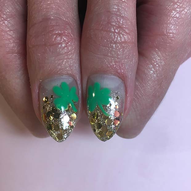 Gold Glitter and Clovers