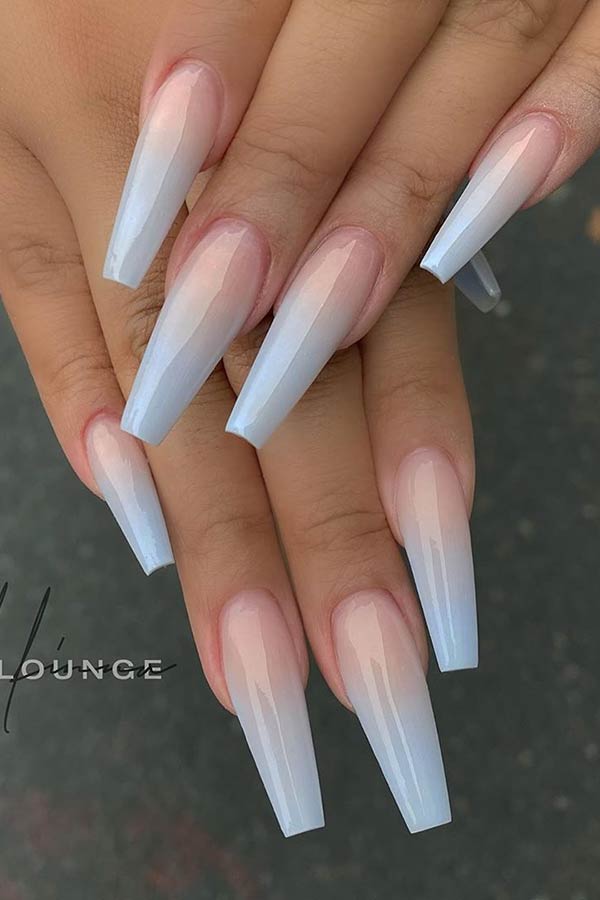 light blue ombre coffin nails