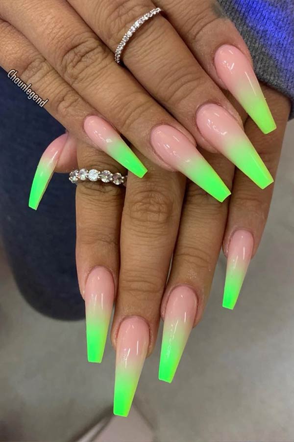 Neon Green Ombre Nails
