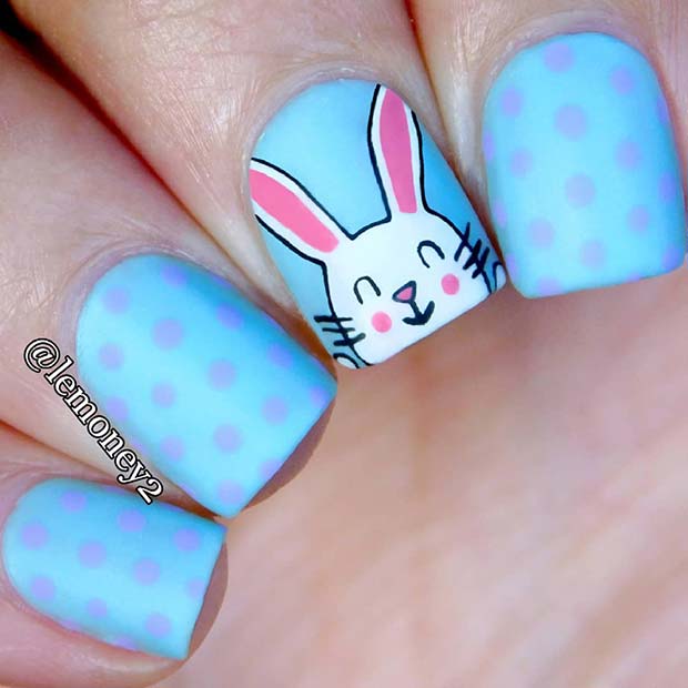 Polka Dots and the Easter Bunny Nails