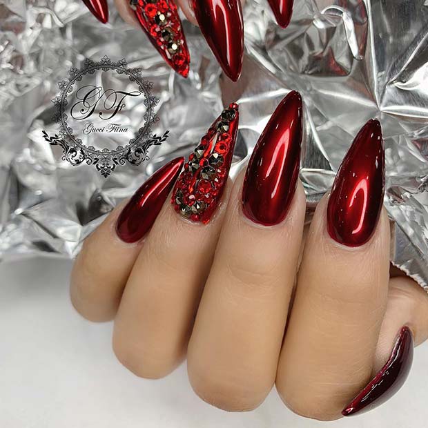 Red Chrome Acrylic Nails