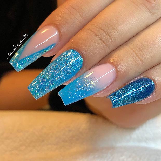 light blue nail set