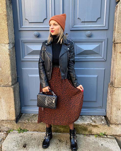 Stylish Midi Skirt Outfit Idea
