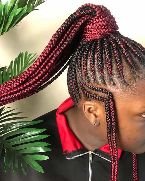 Trendy Black and Red Ponytail