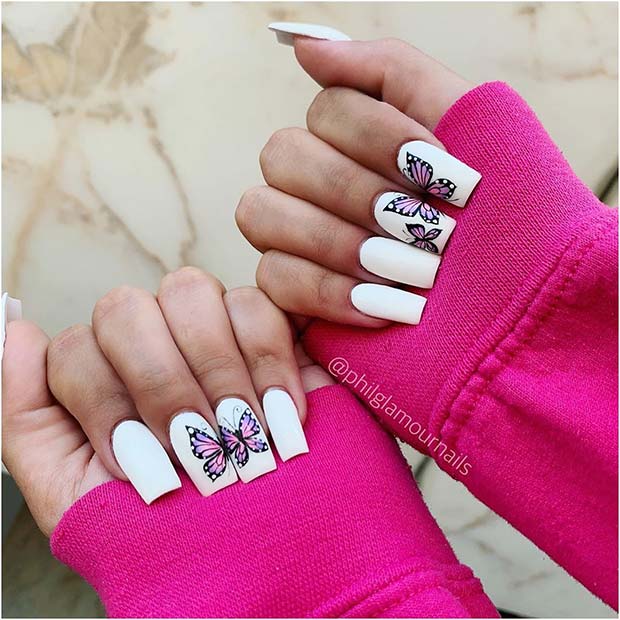 Beautiful Butterfly Nail Design