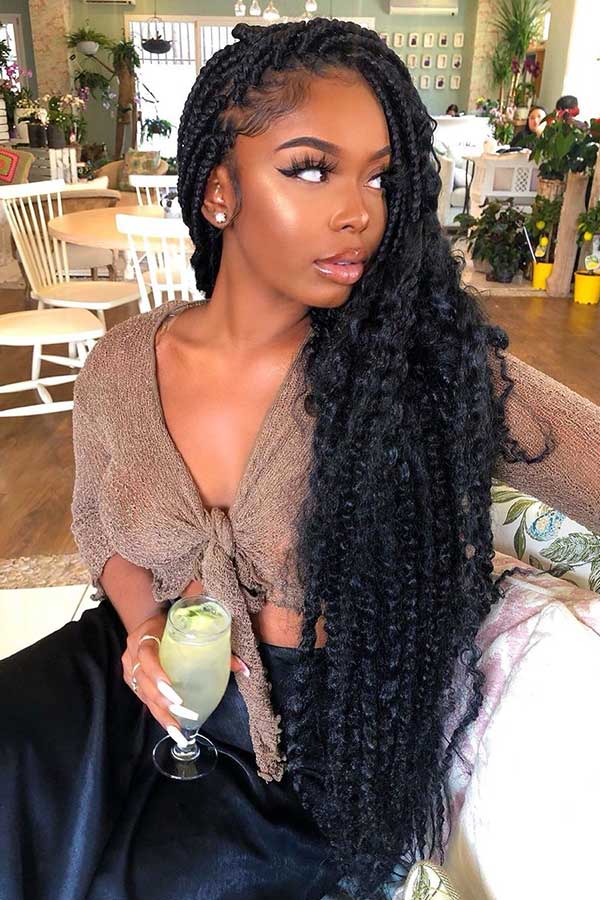 Box Braids with Curls 