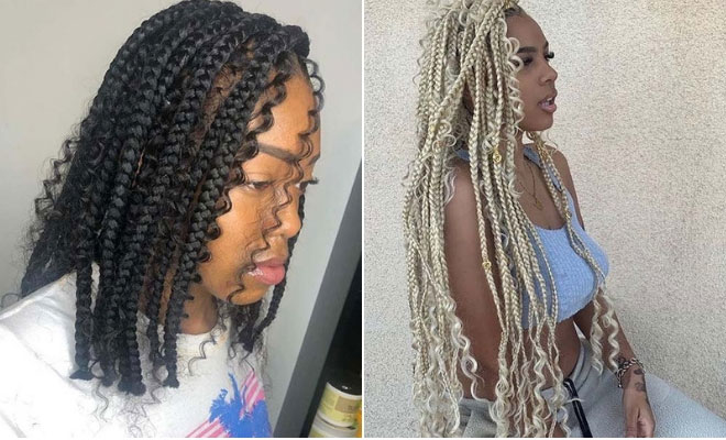 smedium knotless braids with curls