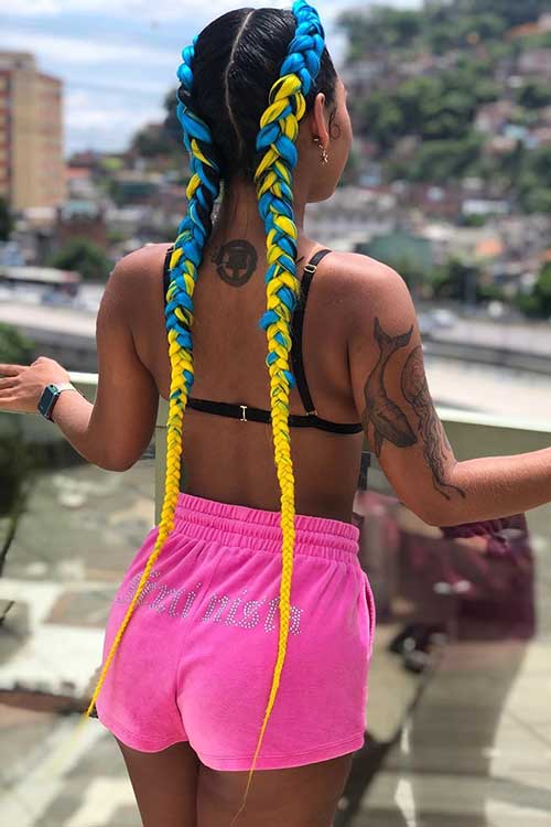 Colorful Feed in Braids for Summer