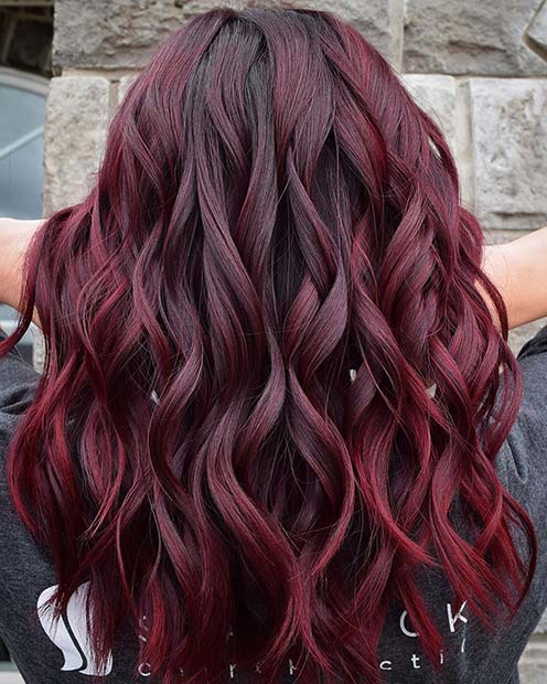Deep Wine Hair Color Idea