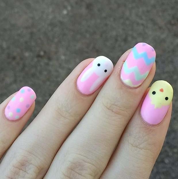 Cute Pink Nails for Easter 