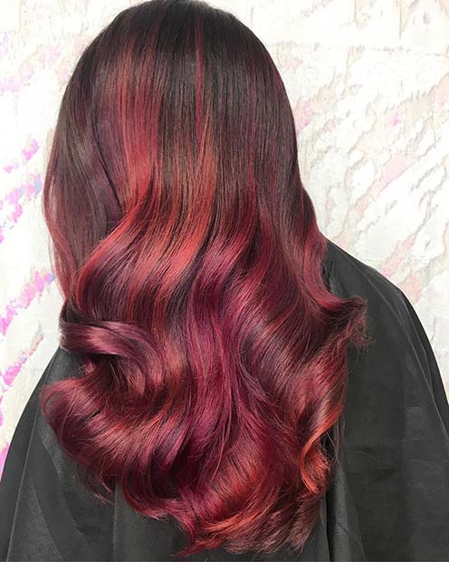 23 Red and Black Hair Color Ideas for Bold Women - StayGlam  Wine hair  color, Bold hair color, Hair color for black hair